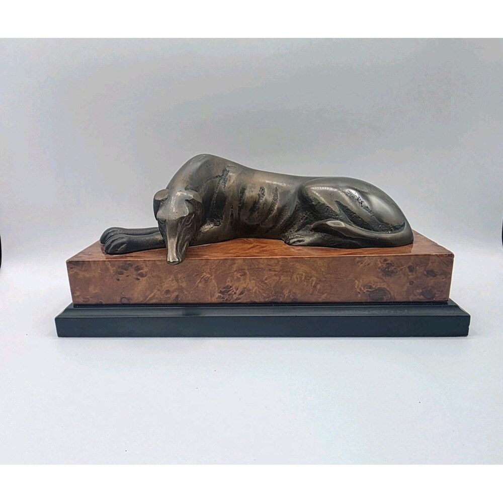 Vintage Toyo Greyhound Dog Statue Art Deco Bronze Finish Sculpture Korea